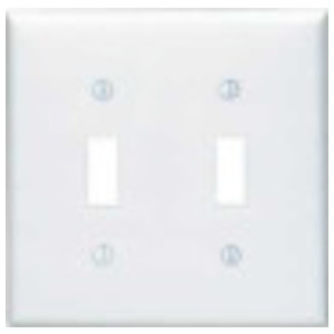 Leviton 80709-W Toggle Switch Wall Plate, Device Mount, 2-Gang, Nylon ...
