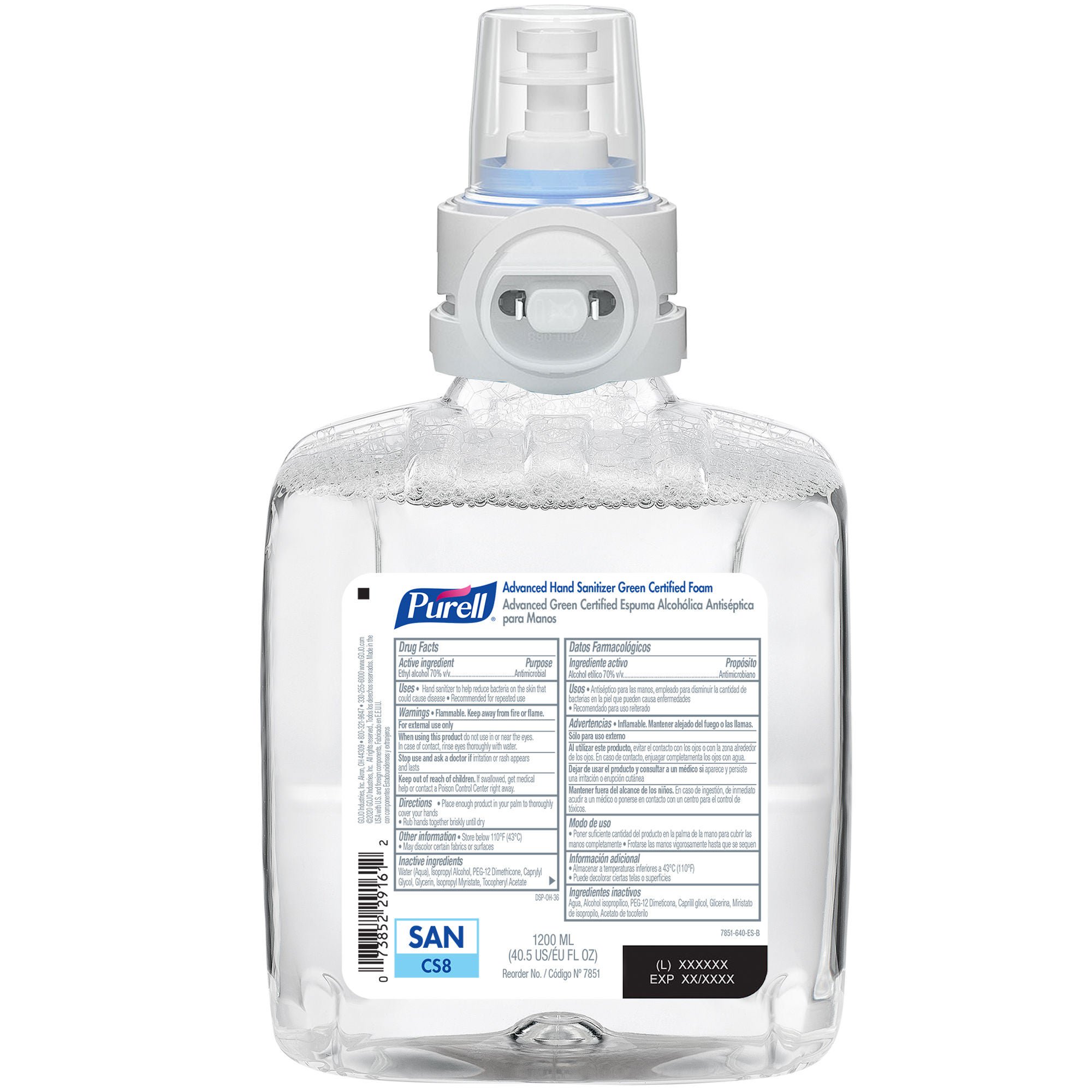 Purell® Advanced Green Certified Hand Sanitizer, 1200 mL Dispenser Refill Bottle