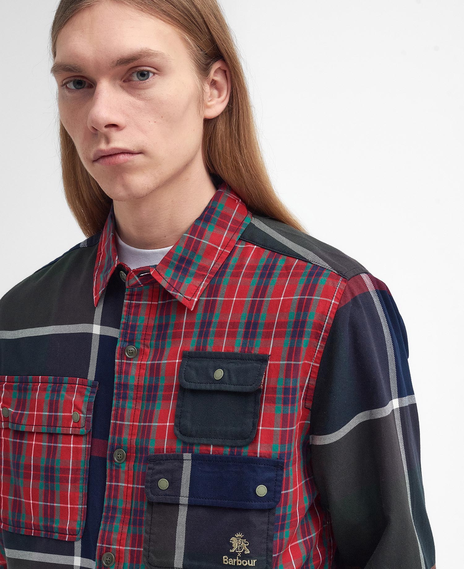 Barbour x Baracuta Relaxed Long-Sleeved Patchwork Shirt image number 3