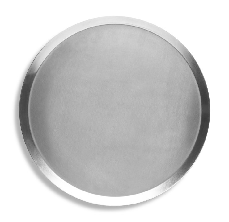 12-inch solid press-cut pizza pan in natural finish