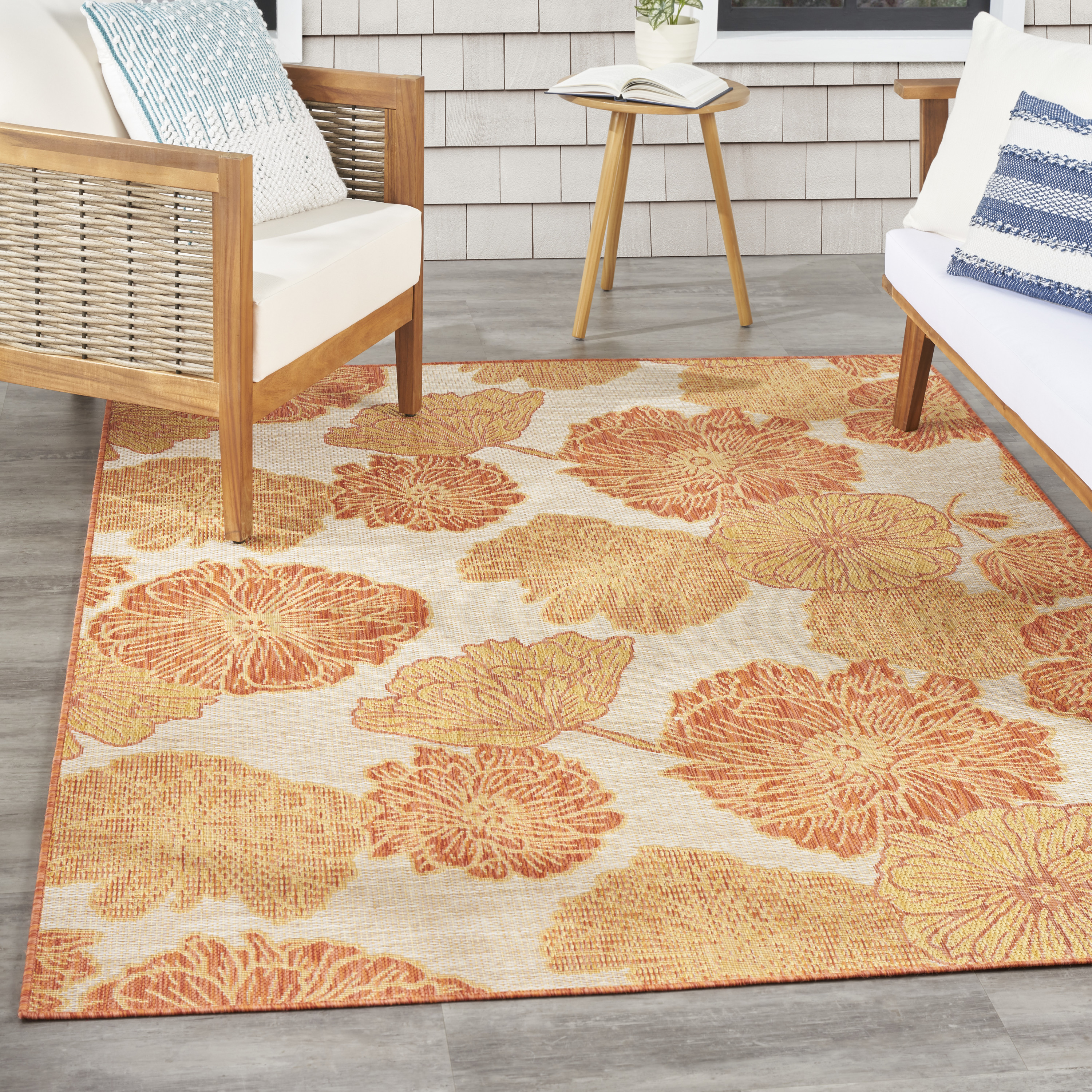 Nourison Garden Oasis 5' x 7' Coral Tropical Rug