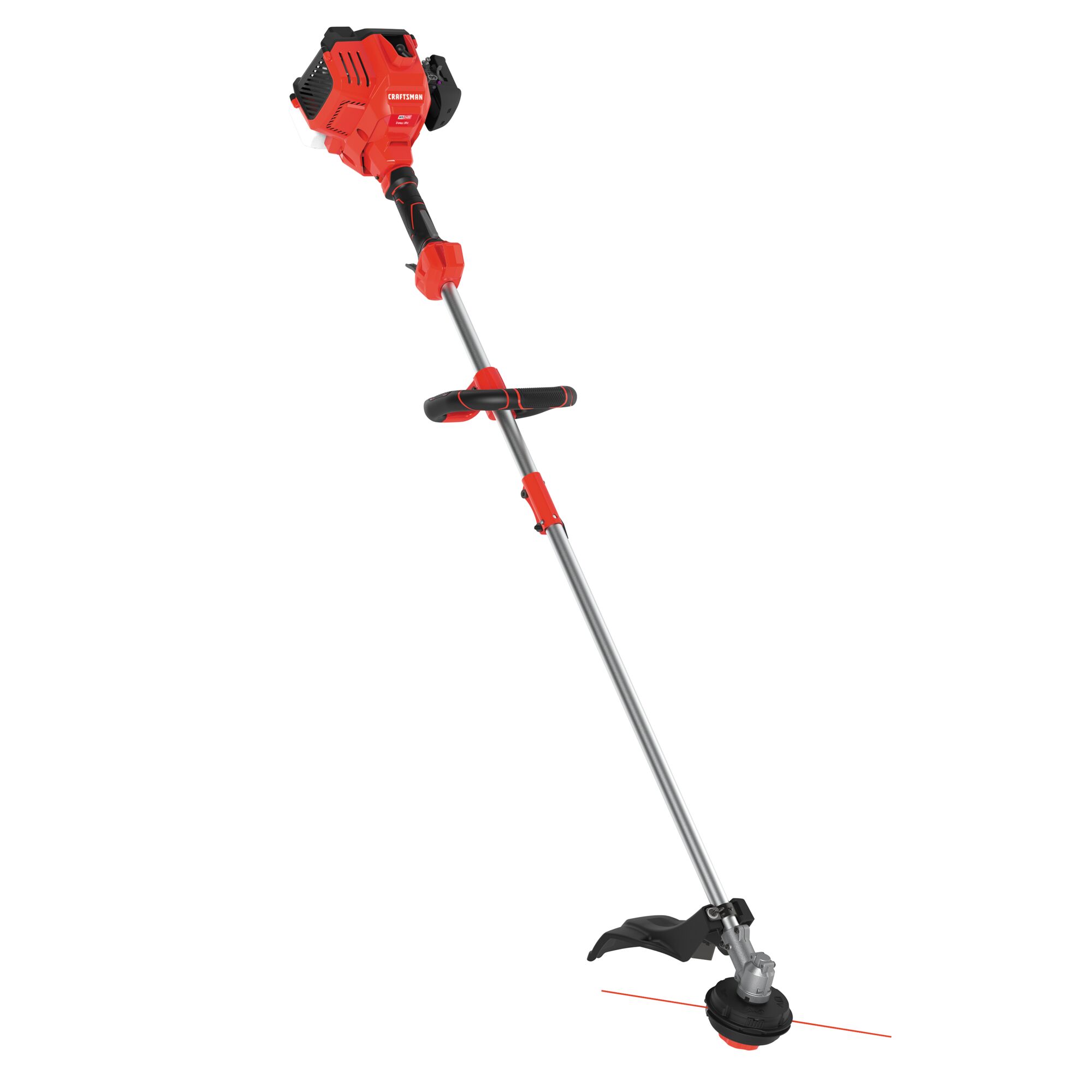 Left profile of  Weedwacker 27 C C 2 cycle 18 inch attachment capable straight shaft gas trimmer.