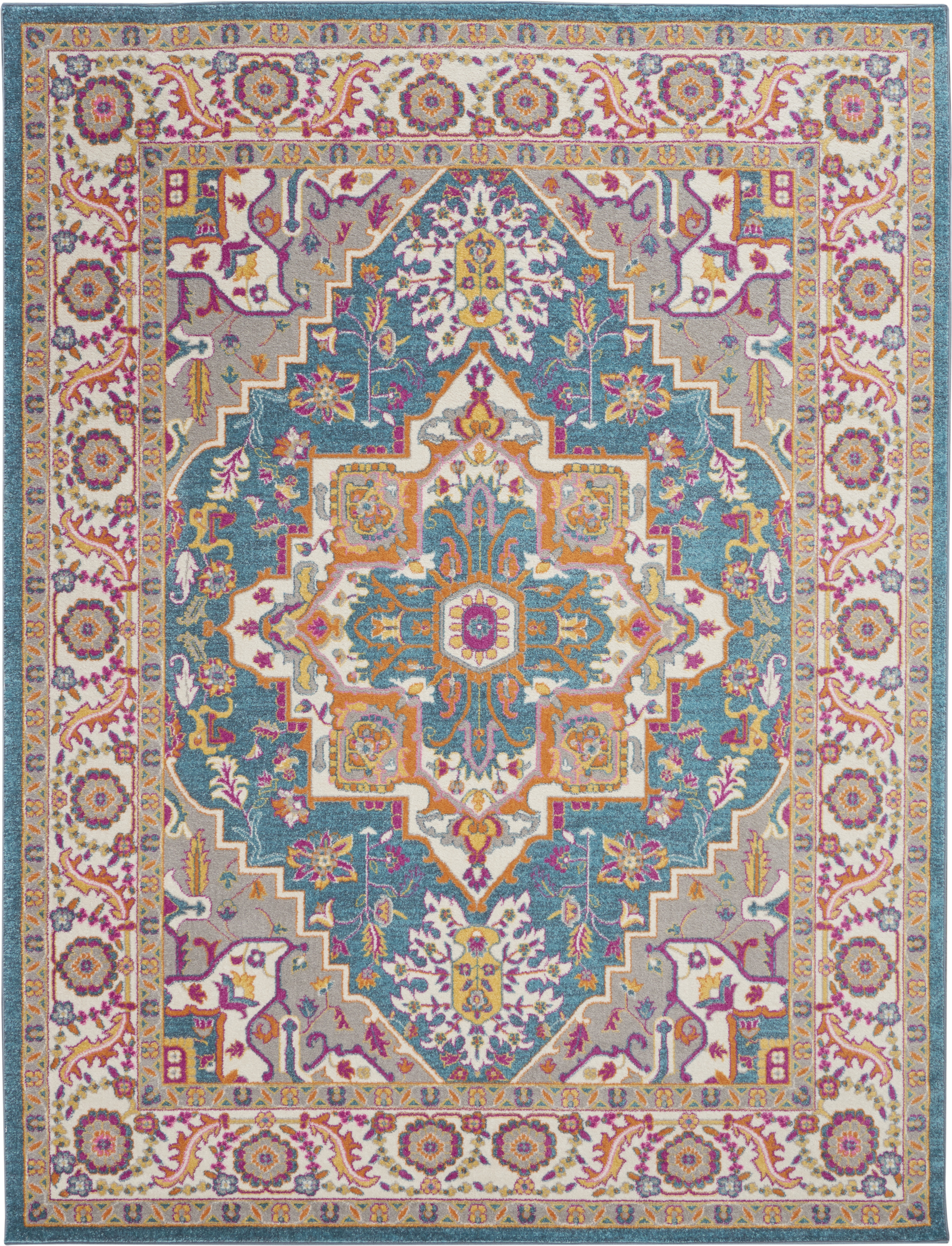Nourison Passion 9' x 12' Teal Multicolor Bohemian Indoor Rug