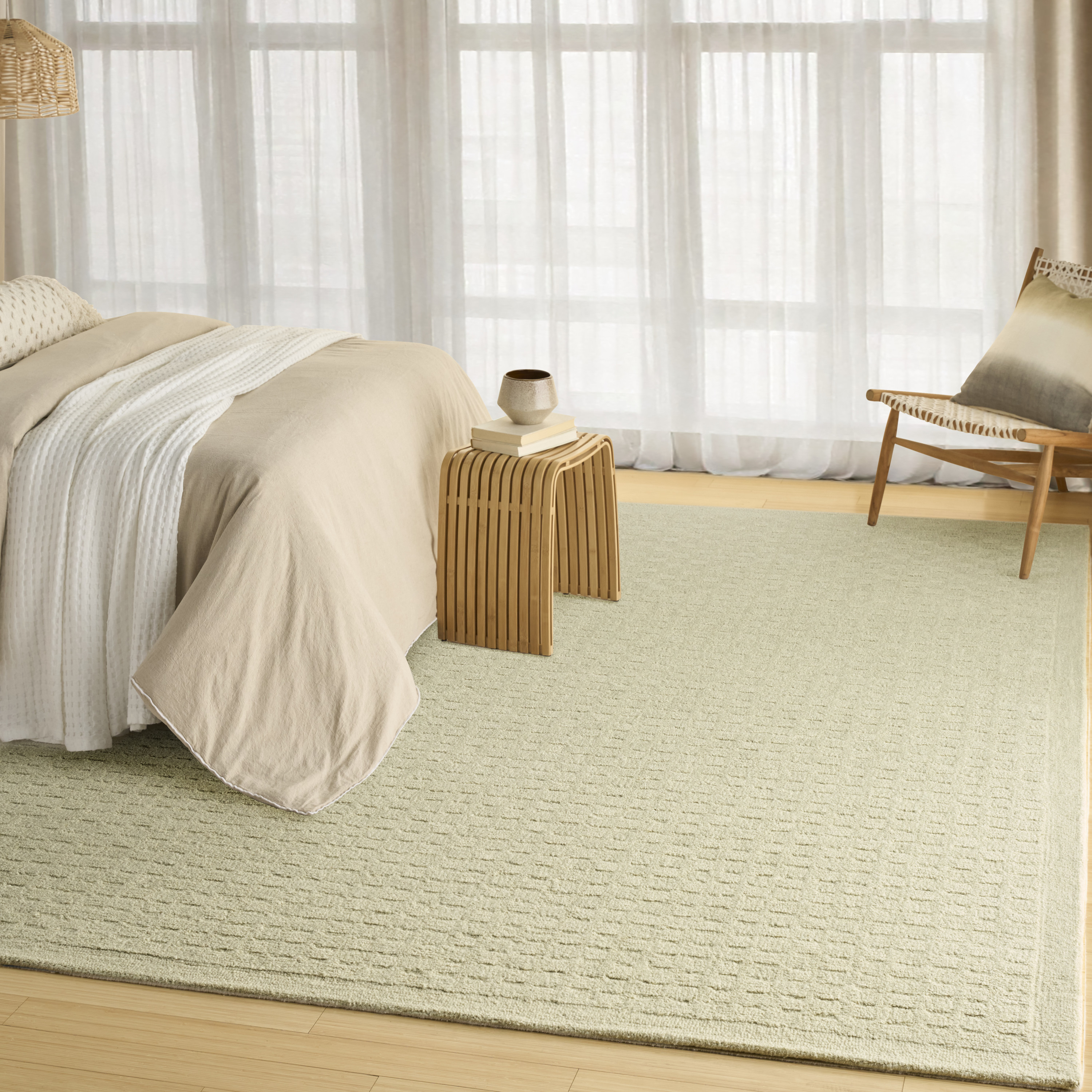 DKNY Pure Grids 7'9" x 9'9" Light Green Contemporary Indoor Rug