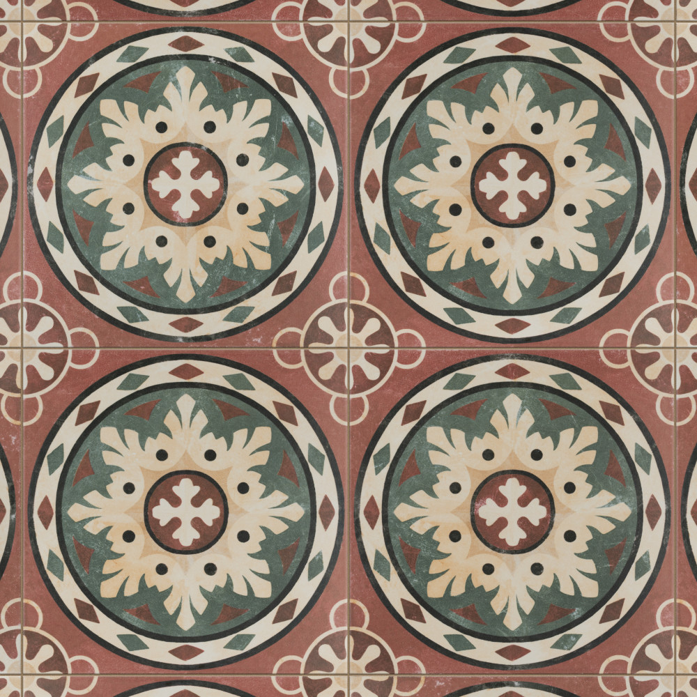 Habana Rosso 9.75x9.75 Square Porcelain Floor and Wall Digital Pattern