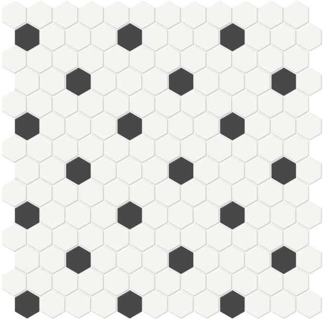 Soho Retro Black 1″ Hexagon with Insert Mosaic Matte