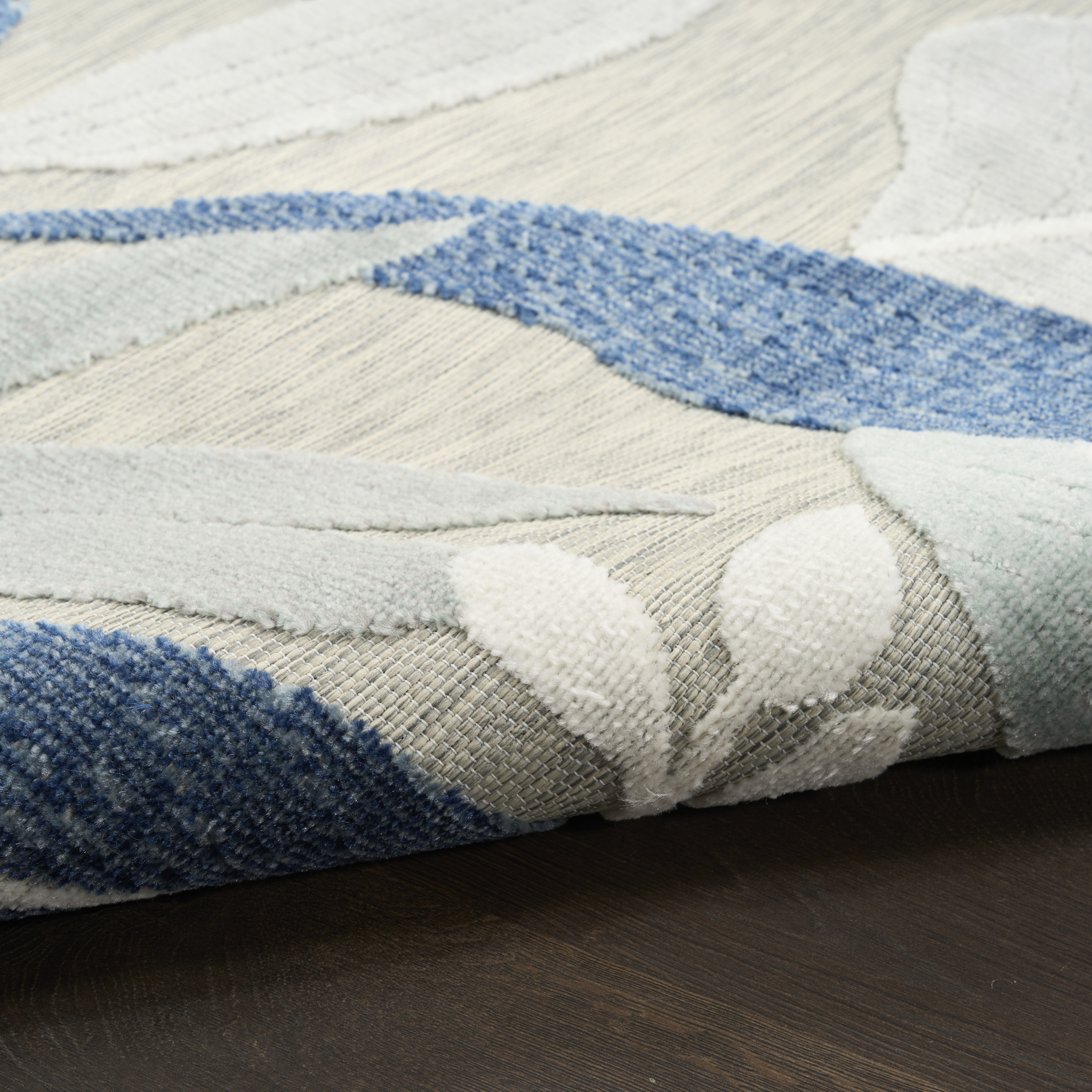 Nourison Suncoast 4' x 6' Grey Navy Tropical Rug