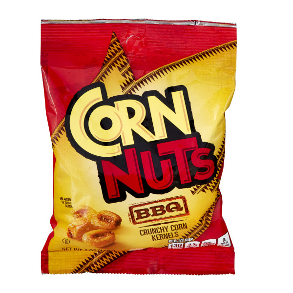 CORN NUTS BBQ Crunchy Corn Kernels Snack, 4 Oz. Pack of 12 . C1C1 - Front Center In Package (Hi Res)