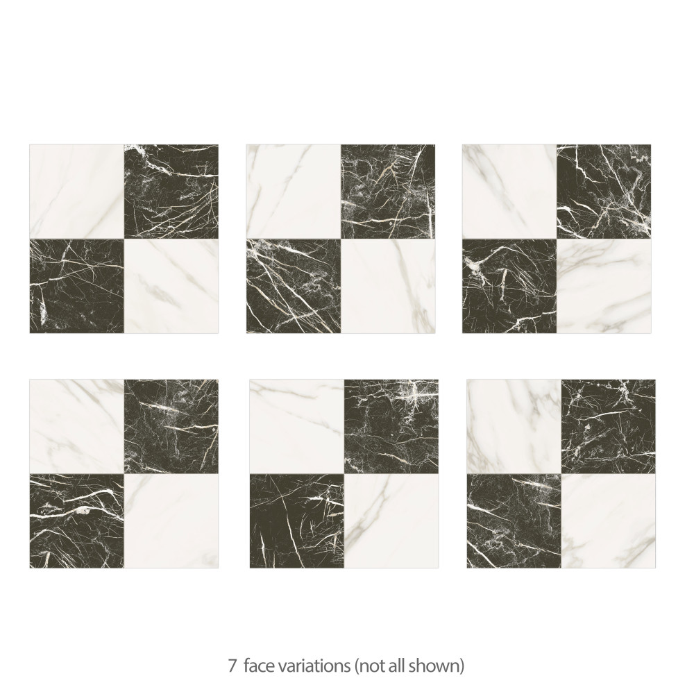 Marbilia Chess Marquina Gold 17-3/8 in. x 17-3/8 in. Porcelain Floor and Wall Tile