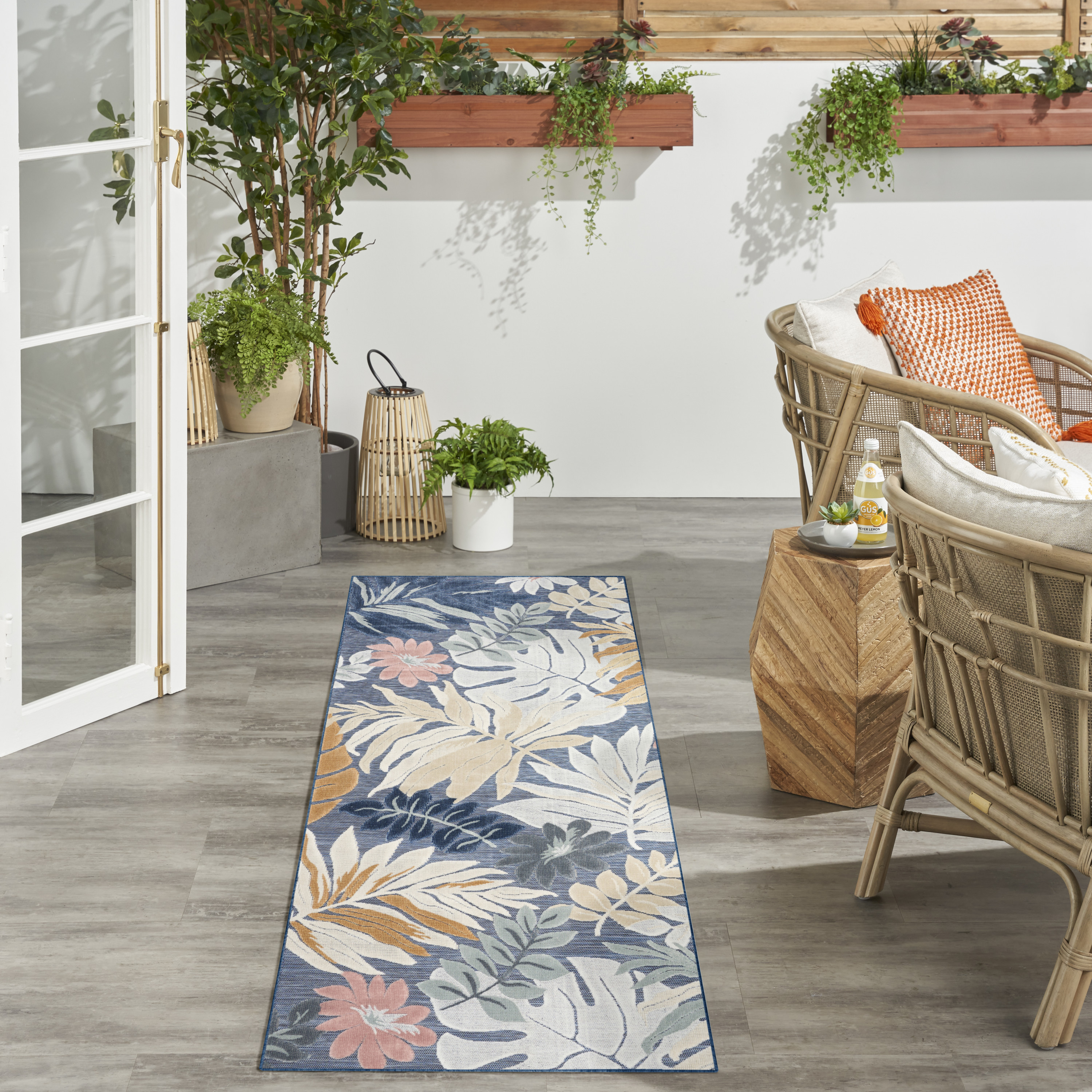 Nourison Suncoast 2' x 6' Denim Multicolor Tropical Rug