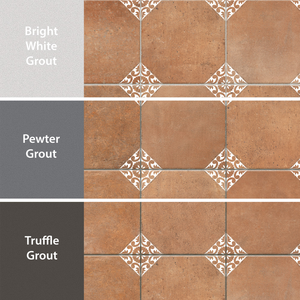 Degas Cotto with White Deco 8-7/8 in. x 8-7/8 in. Porcelain Floor and Wall Tile