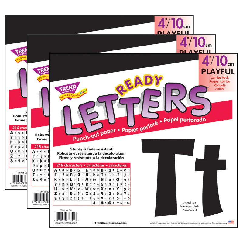 Black 4" Playful Combo Ready Letters®, 3 Packs