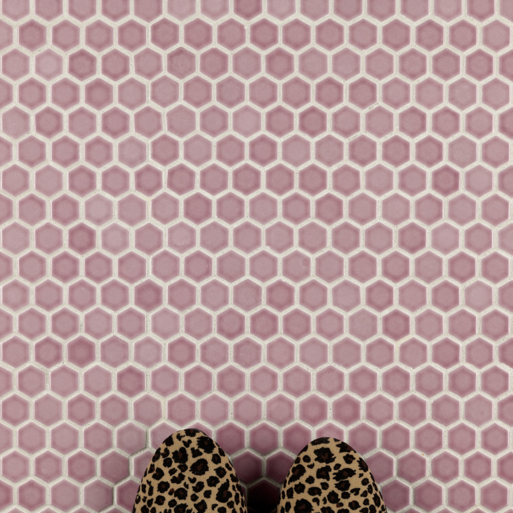 Tribeca 1″ Hex Glossy Blush 10-1/4 in. x 11-7/8 in. Porcelain Mosaic Tile