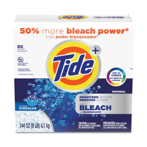PG84998, Procter & Gamble, Tide Plus Laundry Detergent with Bleach, Tide Original Scent, Powder,  144 oz Box