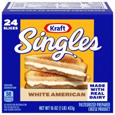 Kraft Singles White American Cheese Slices 16 oz Package (24 Slices)