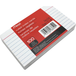 Index Cards, Ruled, 3" x 5", Pack of 100