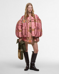 Barbour FARM Rio Ana-Clara Quilted Jacket Pink Tartan/Beige Heart Print