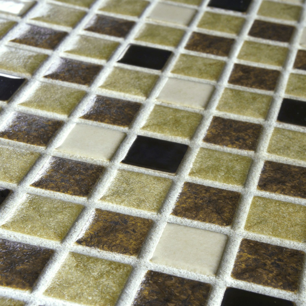 Metal Multi Beige 12-1/4 in. x 12-1/4 in. Porcelain Mosaic Tile