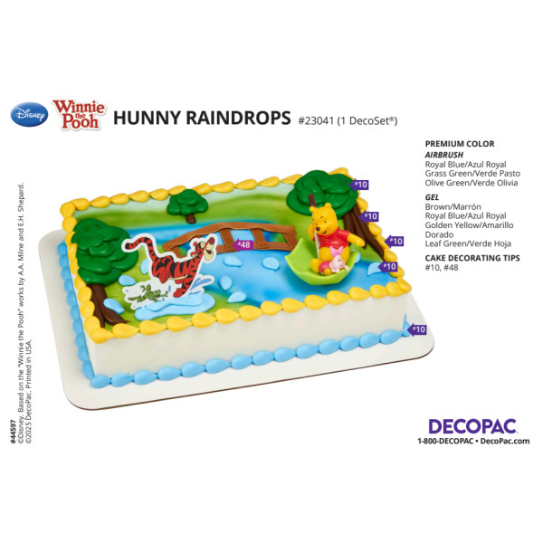 Winnie the Pooh Pooh, Piglet & Tigger Hunny Raindrops Cake Decorating Instruction Card