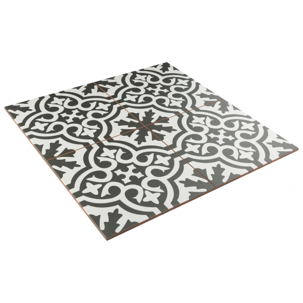 Berkeley II Black 17-5/8 in. x 17-5/8 in. Ceramic Floor and Wall Tile