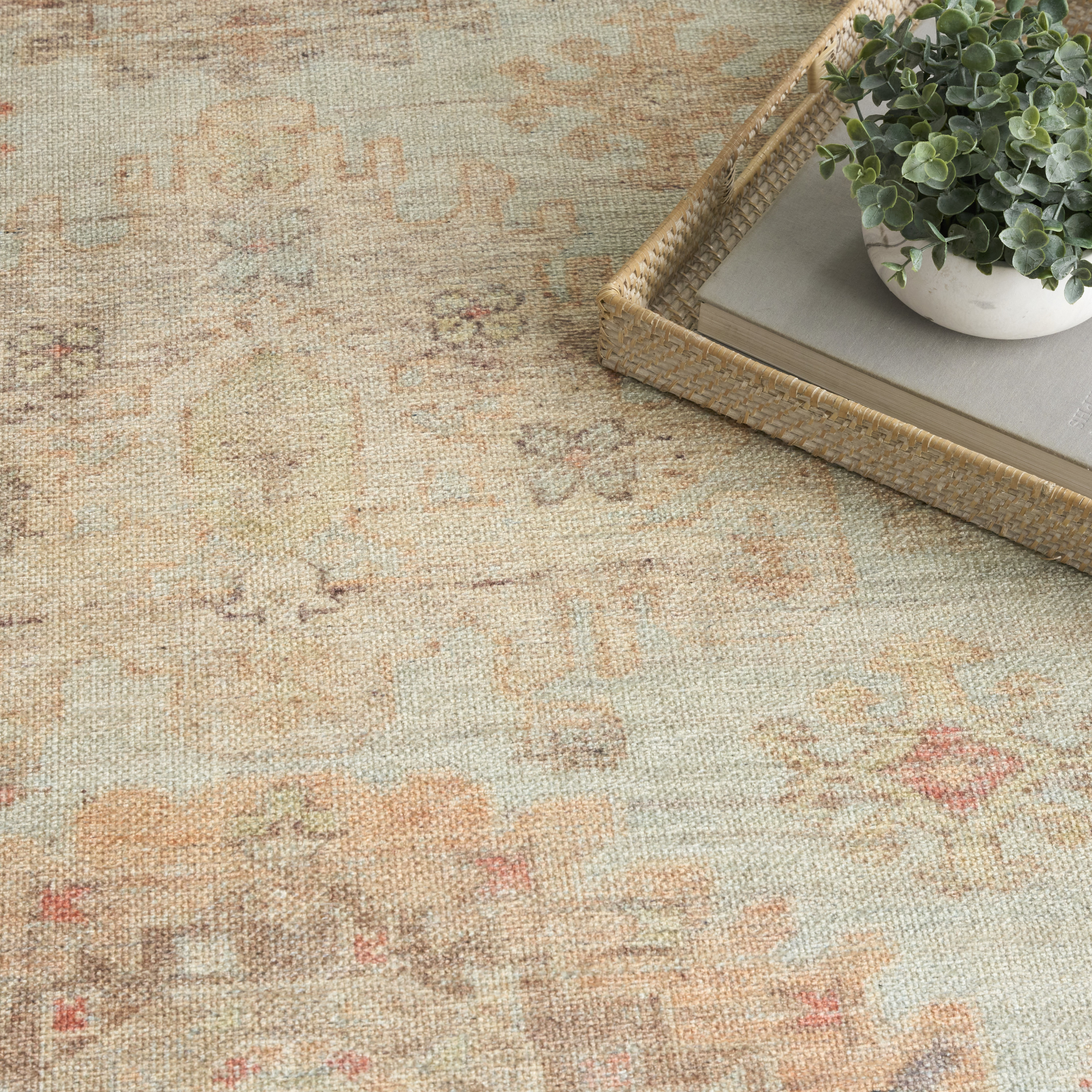 Nourison Vintage Washables 5'3" x 7'3" Sage Multicolor Vintage Indoor Rug