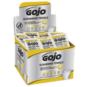 GOJO,  Scrubbing Towels, Individually Wrapped Wipes in a Counter Display,  80 Wipes/Container