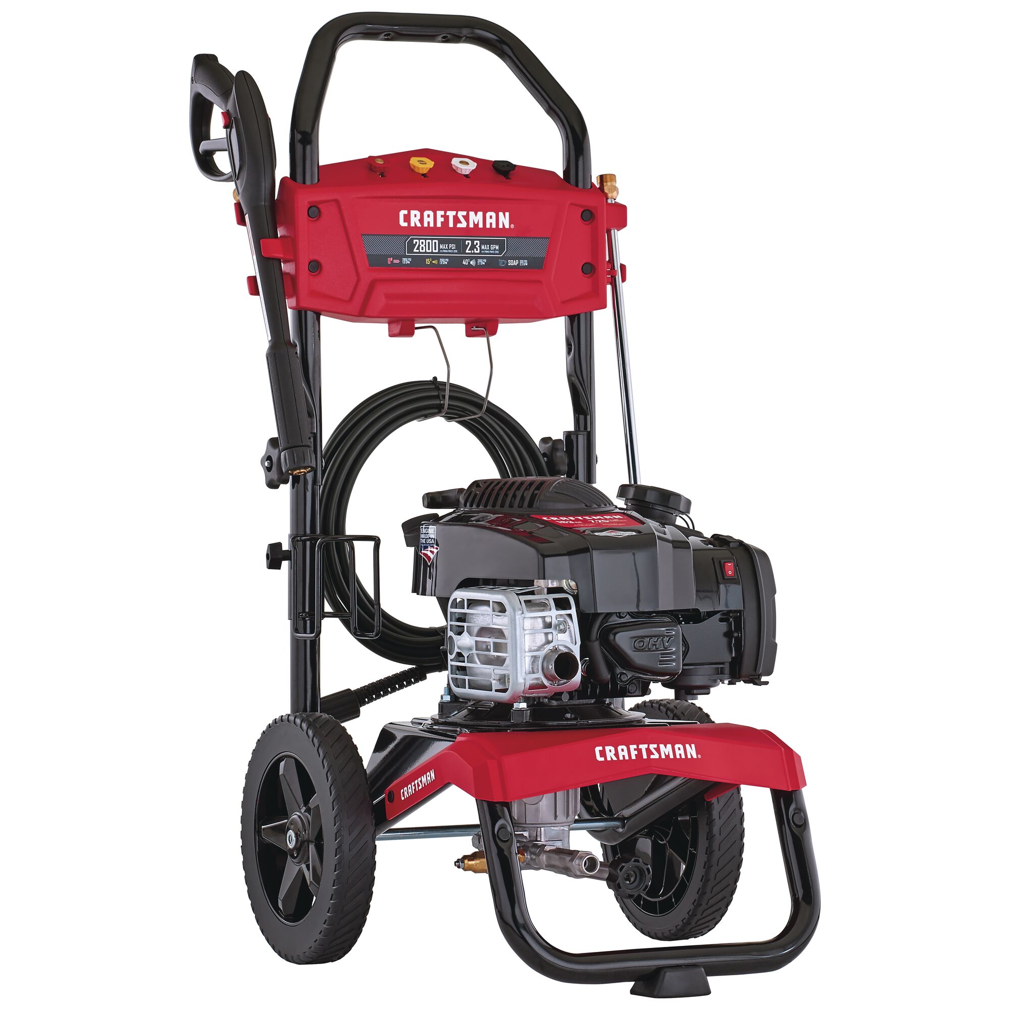 Left profile of 2800 MAX Pounds per Square Inch or 2 and three tenths MAX Gallons Per Minute Pressure Washer.