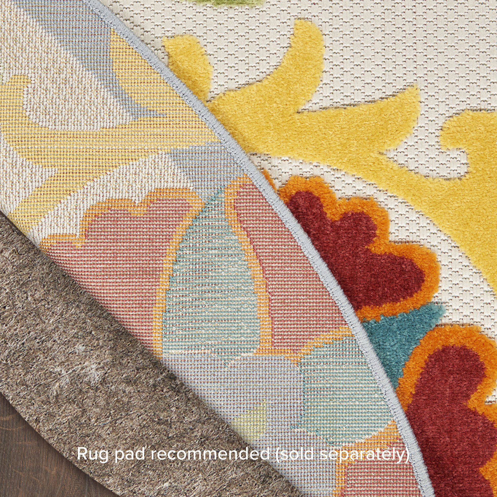 Nourison Aloha 4' x Round Ivory Multicolor Farmhouse Rug