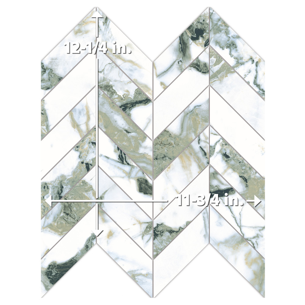 Touche Chevron Jade 11-3/4 in. x 12-1/4 in. Porcelain Mosaic Tile