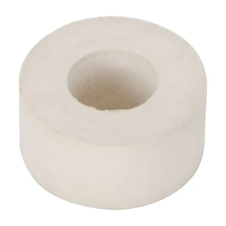 Vollrath 2241001 white rubber bumper washer, cylindrical shape with center hole, isolated on white background