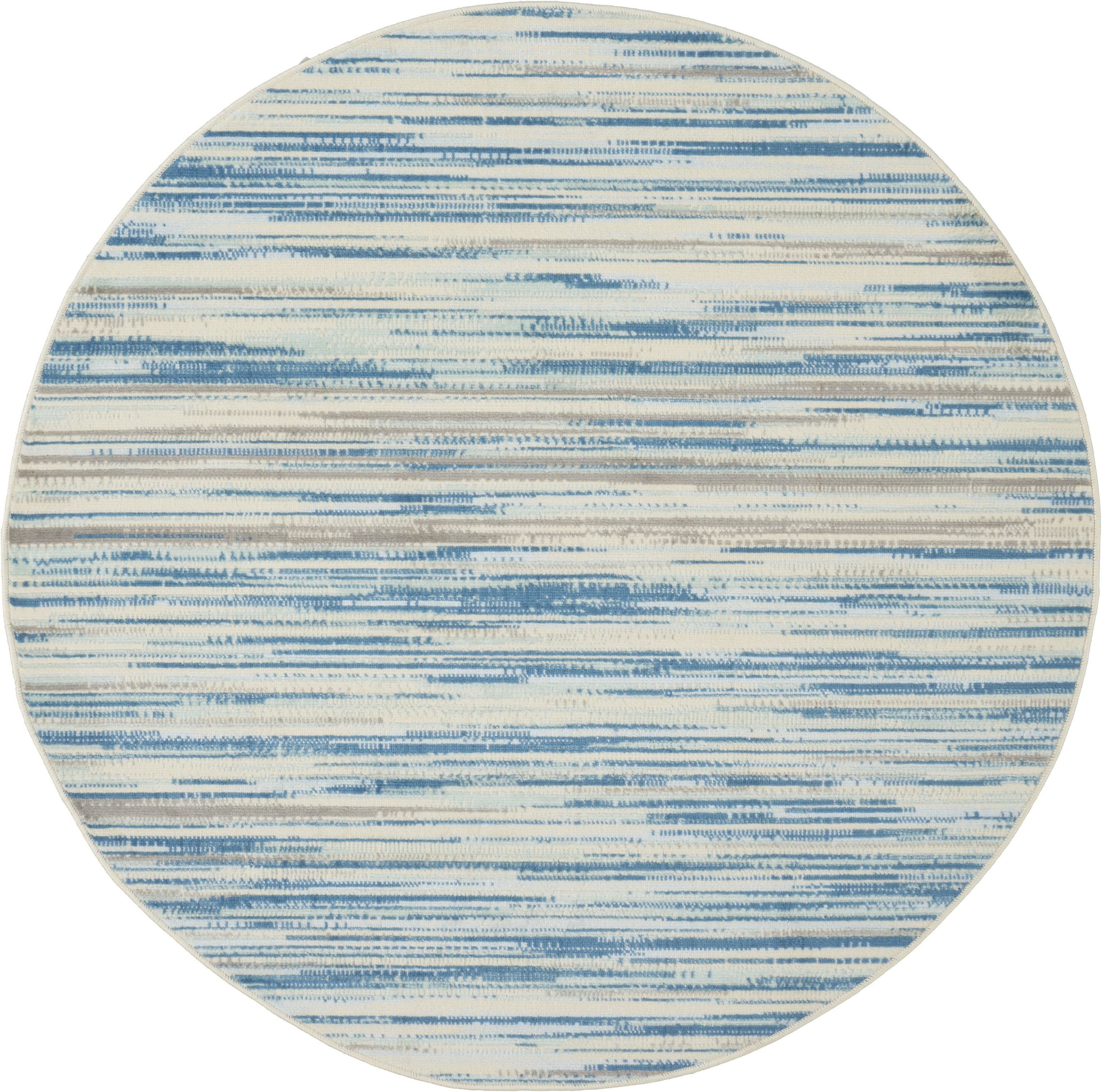 Nourison Jubilant 5'3" x Round Blue Modern Indoor Rug