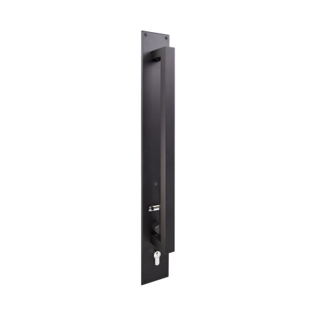 Trilock Omni Accent Back to Back Double Cylinder Pull Handle Entrance Set in Matte Black