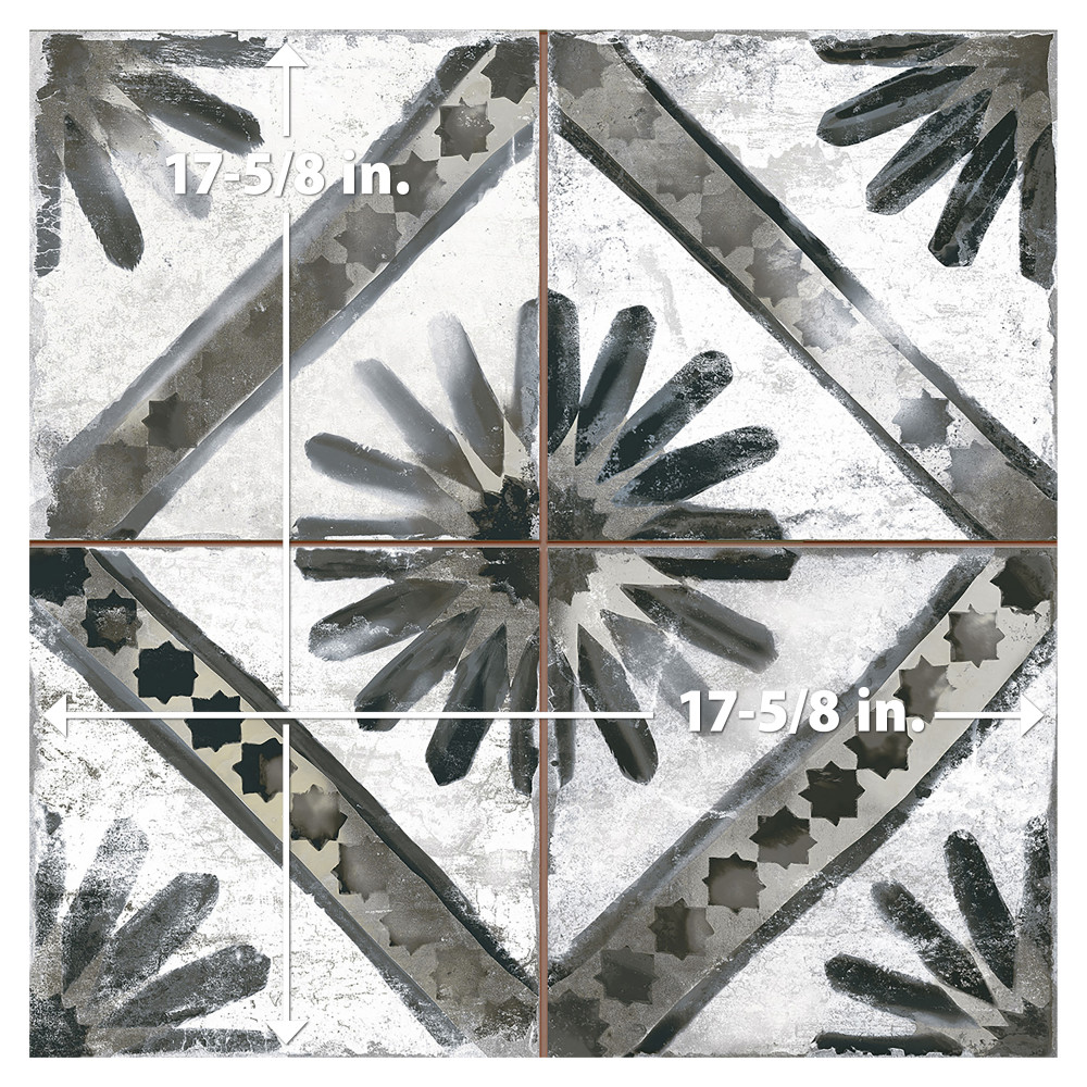 Kings Marrakech Charcoal Grey 17-5/8 in. x 17-5/8 in. Ceramic Floor and Wall Tile