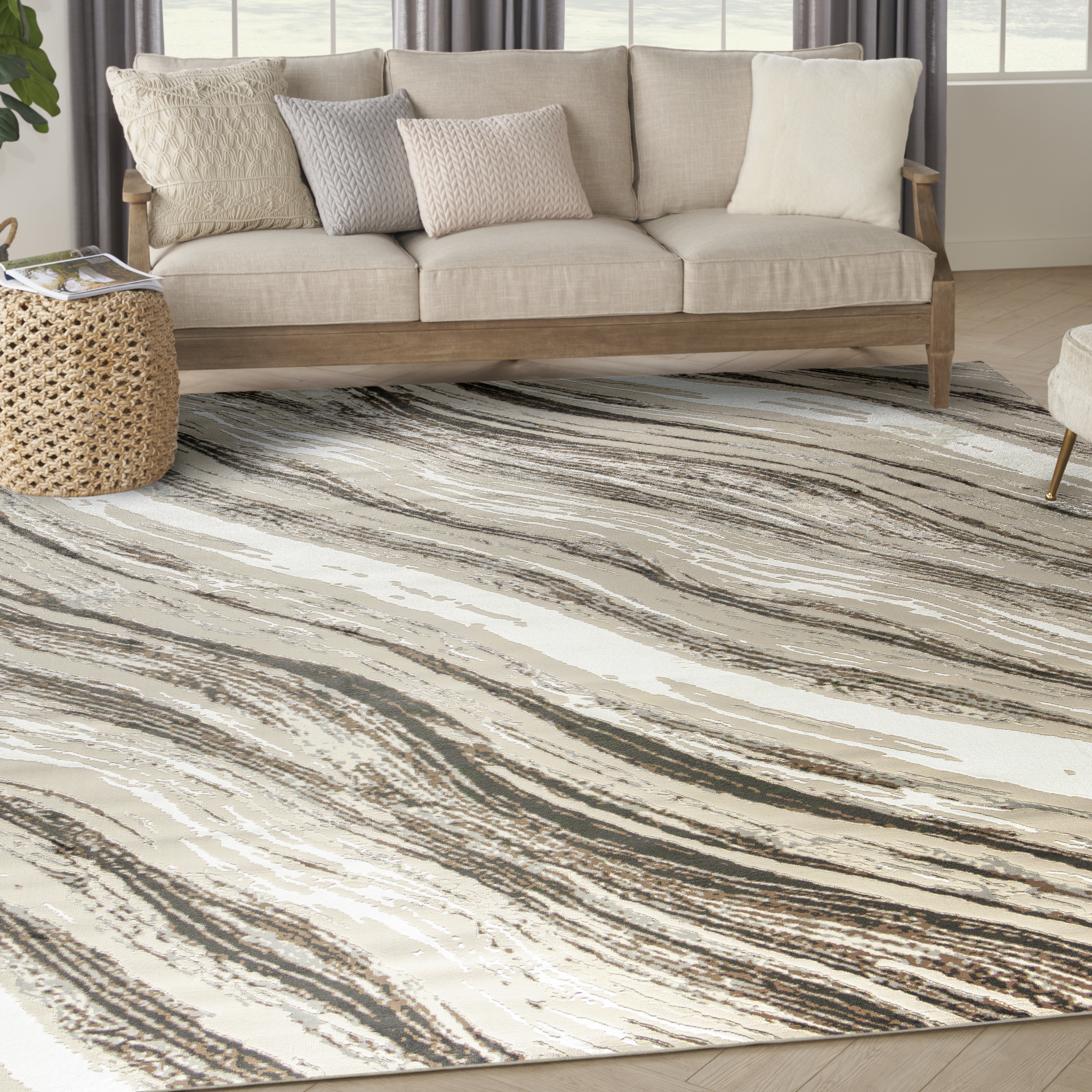 Nourison Sustainable Trends 9' x 12' Beige Grey Modern Indoor Rug