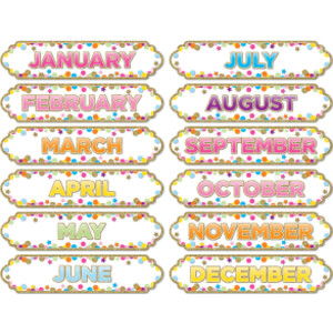 Magnetic Die-Cut Timesavers & Labels, Confetti Months of the Year