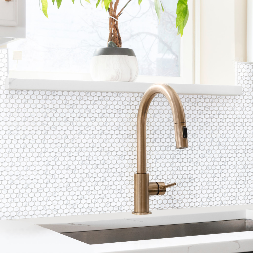 Carrione Penny Matte Carrara 9-3/4 in. x 11-1/2 in. Porcelain Mosaic Tile