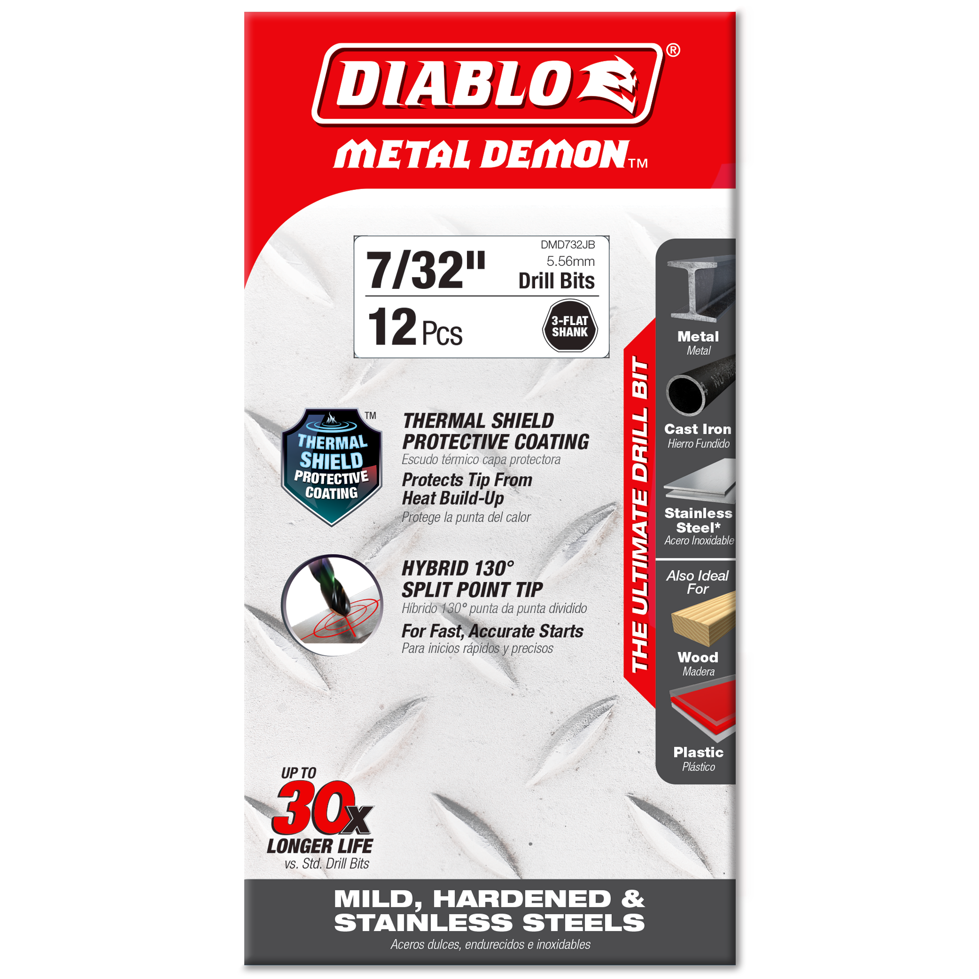 Diablo 7/32 in. Metal Demon Drill Bit for Mild, Hardened and Stainless Steels in its retail packaging, ready for the job box or tool bag