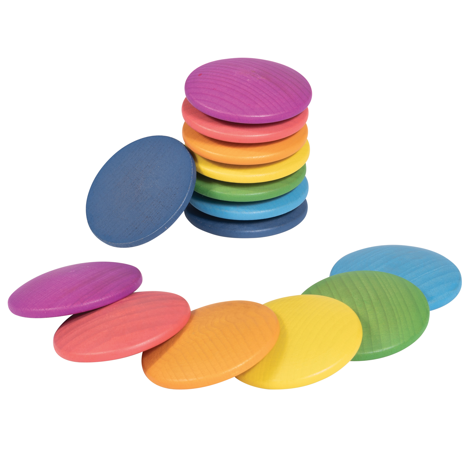 TickiT Rainbow Wooden Discs - Set of 14