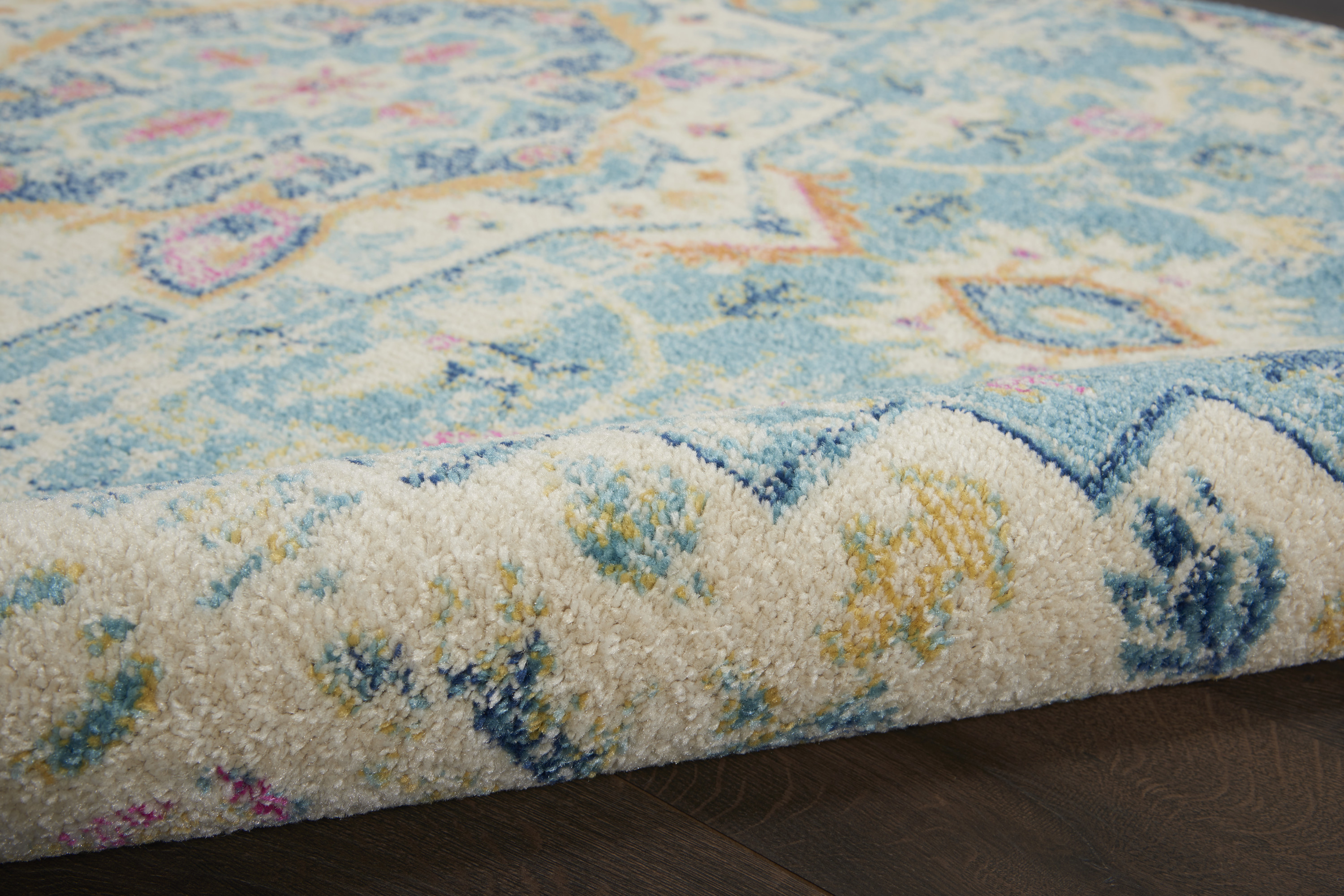 Nourison Passion 8' x Round Ivory Light Blue Bohemian Indoor Rug