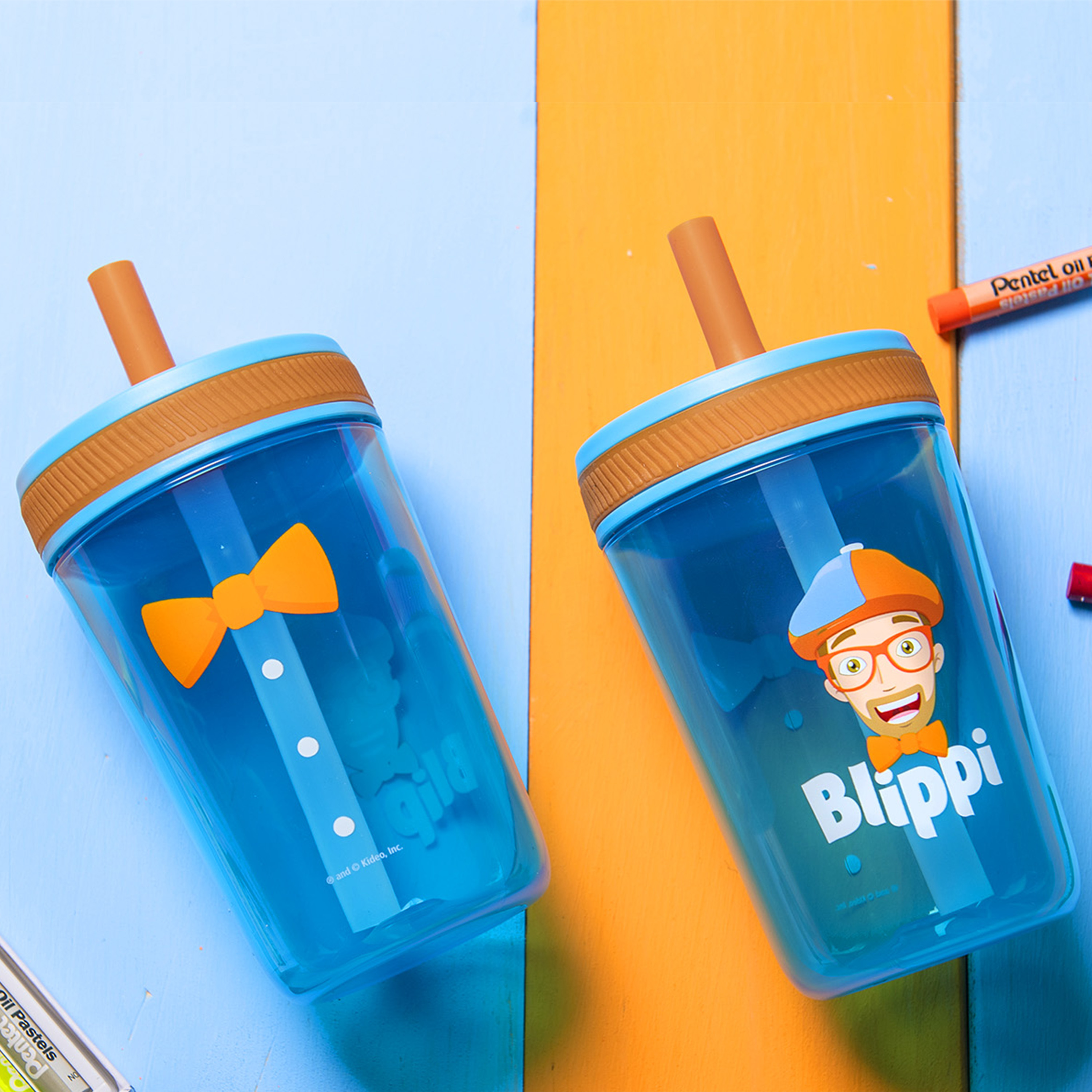Blippi 15  ounce Plastic Tumbler with Lid and Straw, Blippi, 2-piece set slideshow image 3