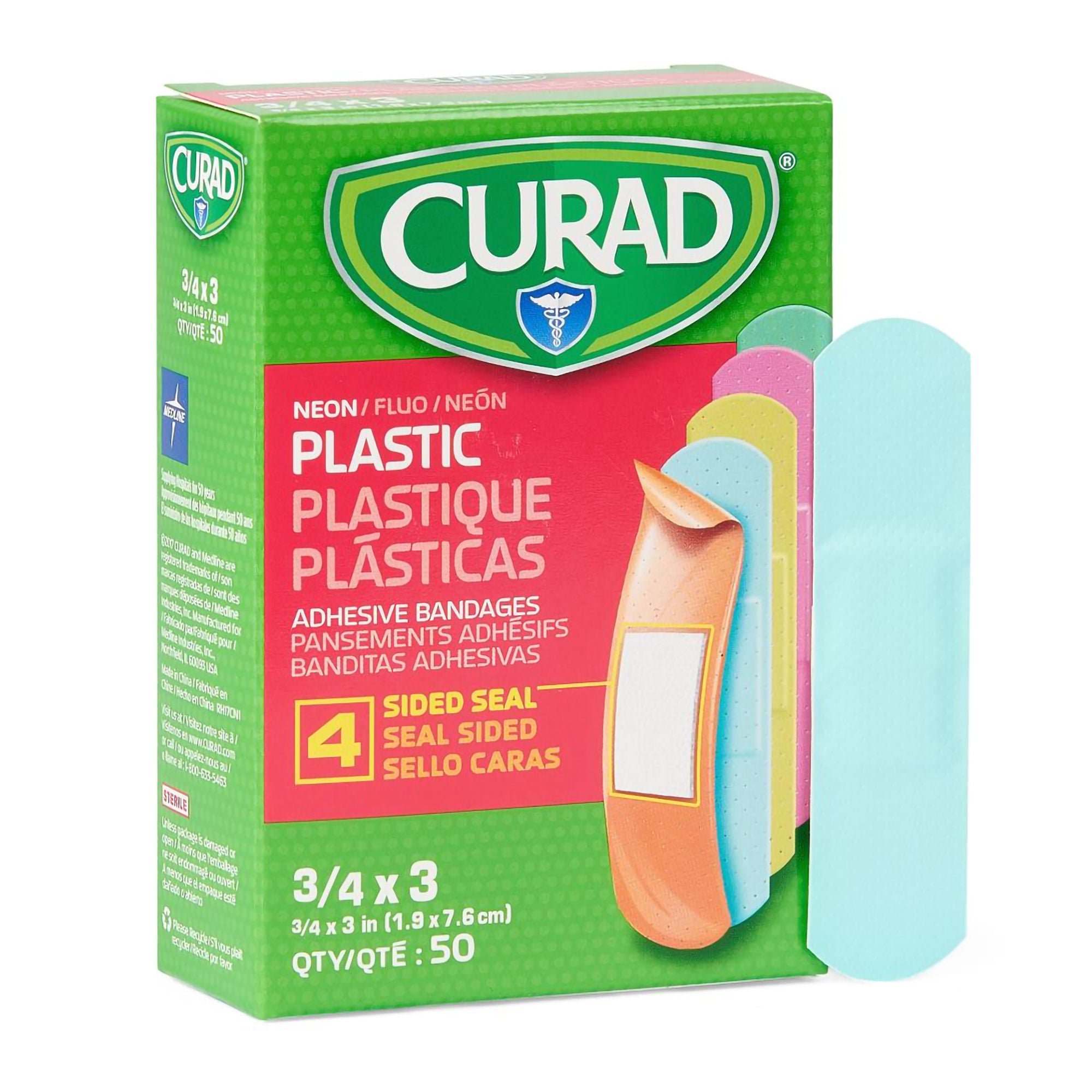 Medline BANDAGE, ADH CURAD PLAS NEON 3/4"X3" (50/BX 24BX/CS)