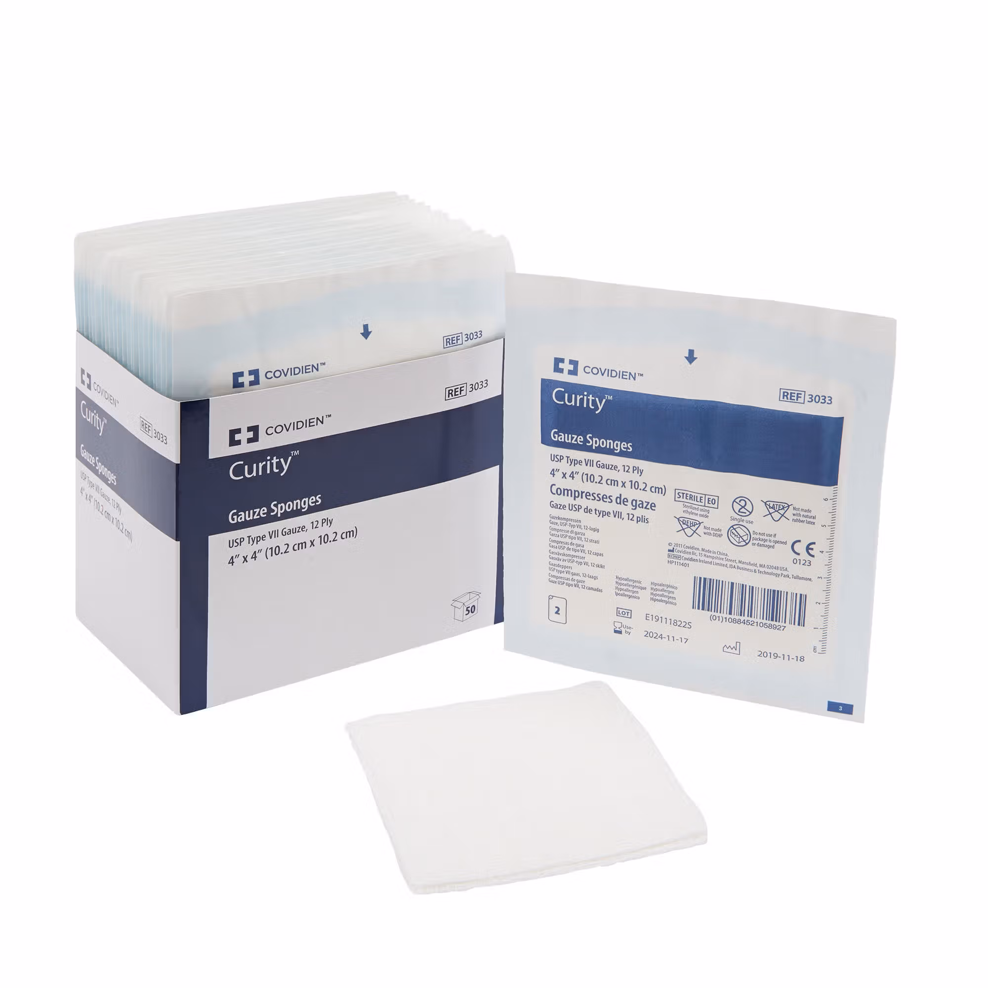 Curity™ Sterile USP Type VII Gauze Sponge, 4 x 4 Inch, 12-Ply