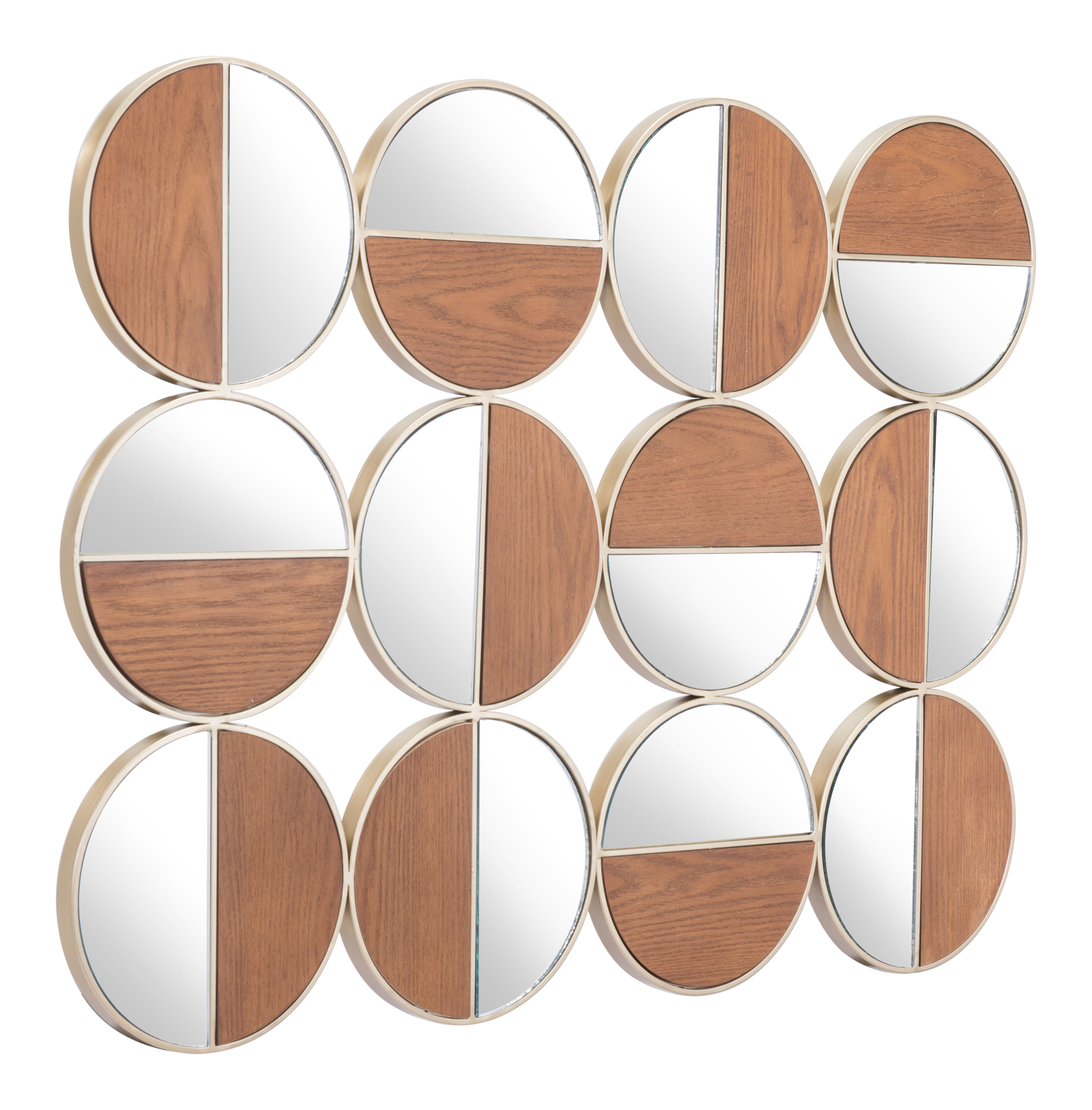 Cycle Round Mirror Gold & Walnut product image
