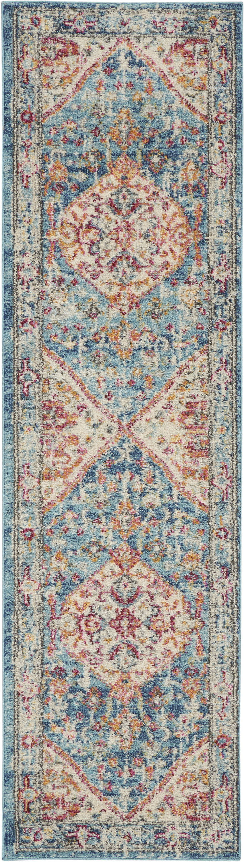 Nourison Passion 2'2" x 7'6" Ivory Light Blue Bohemian Indoor Rug