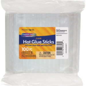 Hot Glue Sticks Classroom Pack, Clear, 4" x 0.27", 100 Pieces