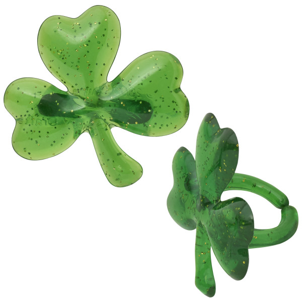 Shamrock Puffy Glitter Cupcake Rings