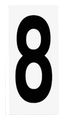 Number Tile Polycarbonate Number "8" Wall Mount Incandescent Black Letter/White Background 5 H x 2.25 W x 0.25 D in.