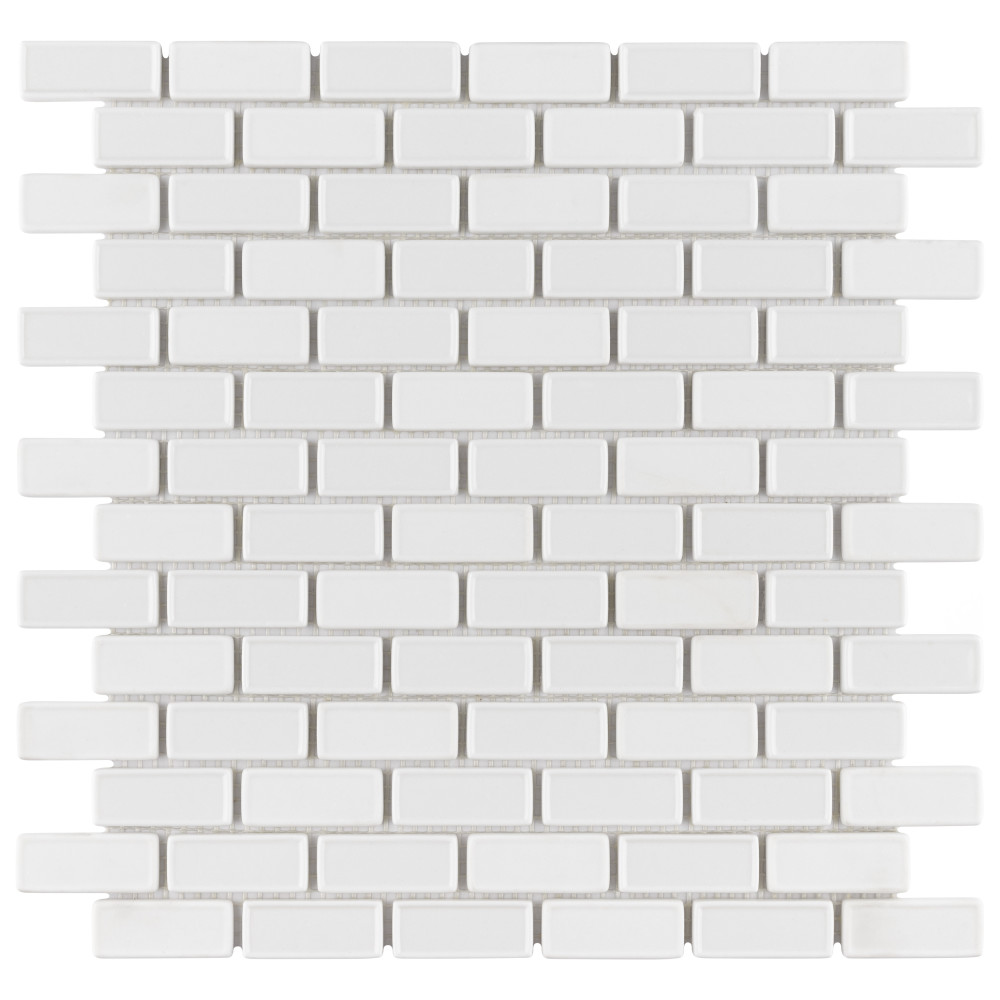 Expressions Recessed Subway White 11-3/4 in. x 12 in. Glass Mosaic Tile