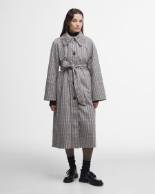 Beatrix Check Showerproof Trench Coat Sky Micro Check