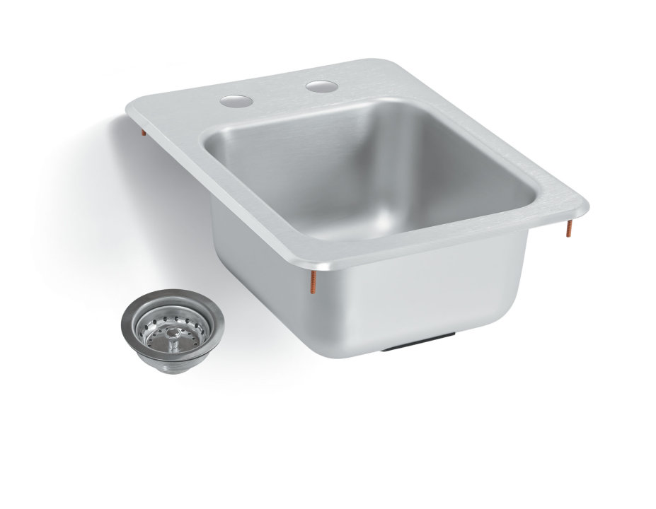 13" x 17" stainless steel bar sink with strainer